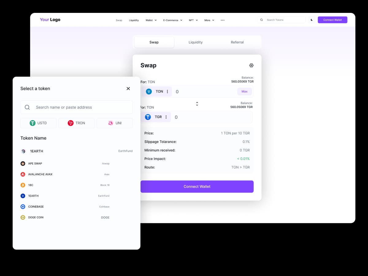 DEX swap interface